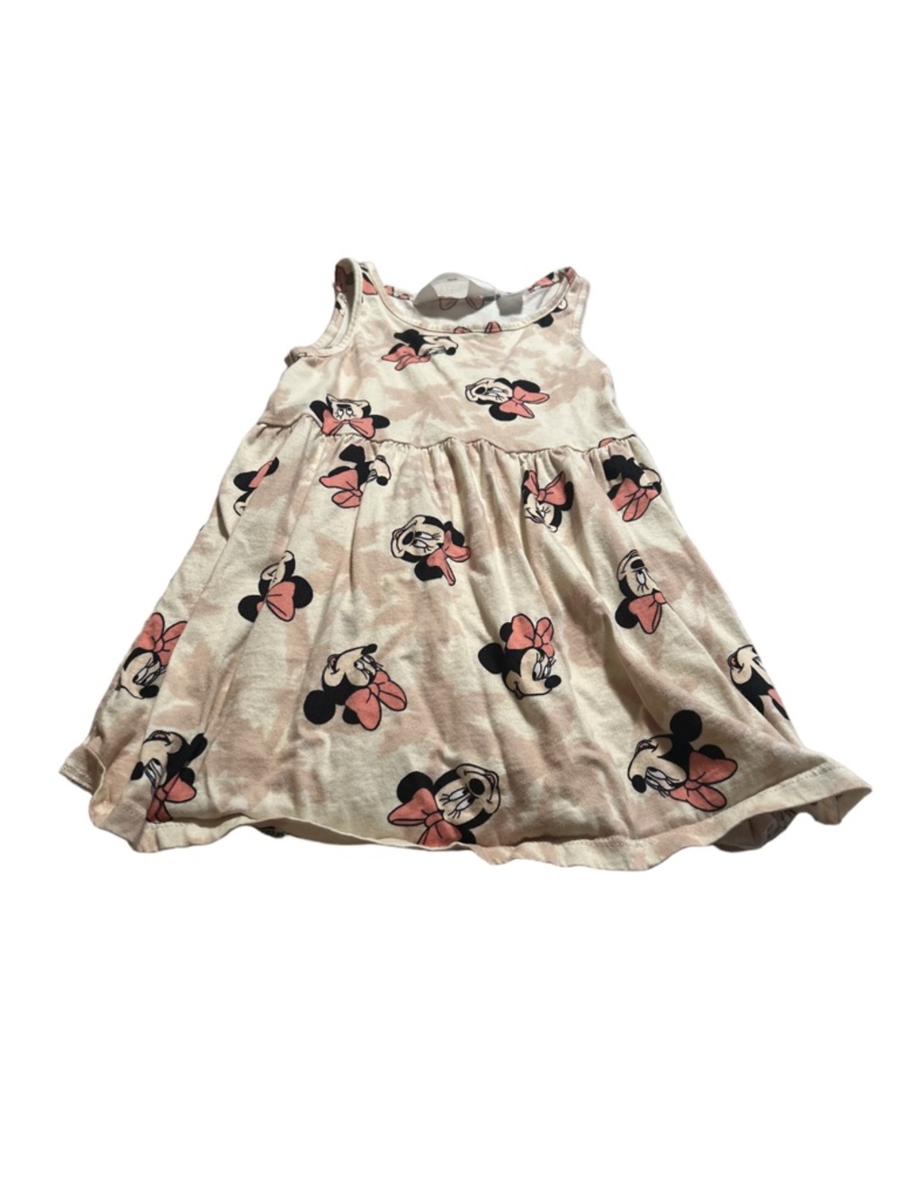 H&M Cream Sleeveless Minnie Mouse Print Dress with Pink Accents